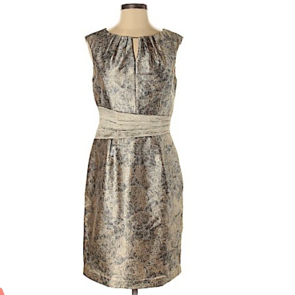 Gold Leopard Keyhole Sheath Dress - Picture 5 of 6